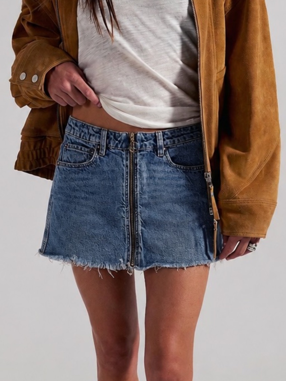 We The Free | Denim Zipper Skirt | Size 25